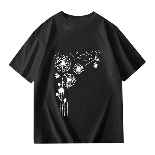 Girls Oversized T Shirt Cute Dandelion Floral Graphic Tees Crew Neck Shirts Summer Boho Short Sleeve Casual Loose Fit Tops2