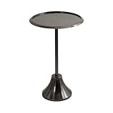 Kate and Laurel Sanzo Modern Pedestal Side Table; 15 x 15 x 24; Gray Gunmetal; Decorative End Table with Hammered Tabletop for Use as a Bedroom Nightstand or Living Room Accent Table