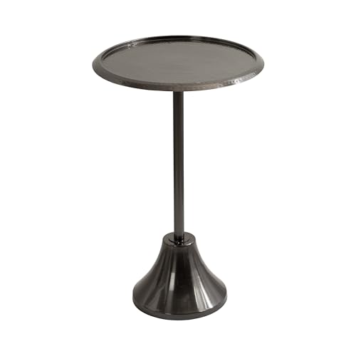 Kate and Laurel Sanzo - Mesa auxiliar decorativa moderna con pedestal para usar como soporte para plantas de interior o mesita de noche para dormitorio, 15 x 15 x 24 pulgadas, peltre