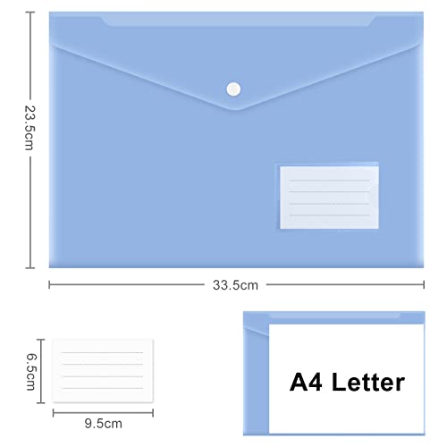 ASTARON Dokumententasche A4 zum Abheften, 10 Stück Transparente Plastikmappe a4, A4-Aktenordner mit Etikettentasche, für Schule, Zuhause, Arbeit, Büro, 5 Farben