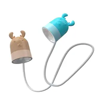 TLISMI Cute Animal Face Styled Flexible Hanging Neck Small LED Neck Light Battery Powered Eye Protective 360? Bendable Wire Double-sided Handsfree Headboard Table Lamp for Reading, Travelling, Camping