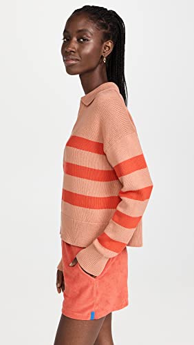 Velvet by Graham & Spencer Women's Lucie Cotton Cashmere Striped Polo Sweater4