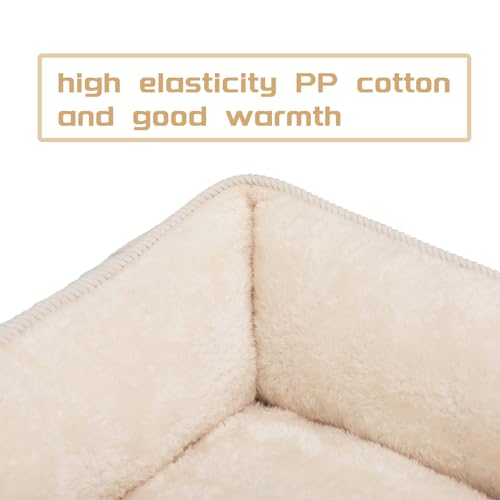 Hollypet Katzenbett Kleines Hundebett Haustierbett für Katzen und Welpen, Weiches Haustierschlafbett Atmungsaktives Haustierkissen, Beige (55 * 45 * 15cm)