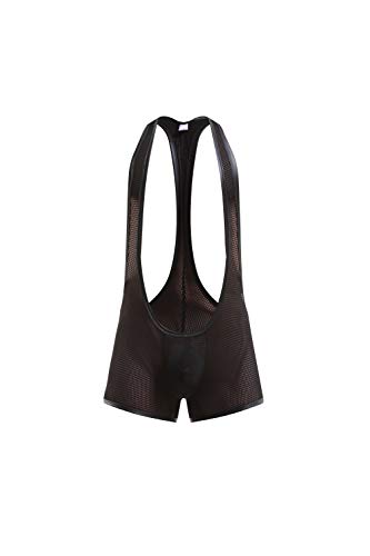 Swbreety Men's One-Piece Mesh Bodysuit Jockstrap Wrestling Singlet Underwear