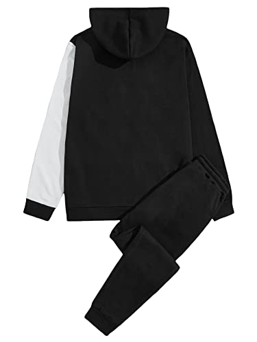 Oyoangle Men's 2 Piece Tracksuit Outfits Cartoon Graphic Hoodie And Sweatpants Sport Set Black And White Xl #TOP1