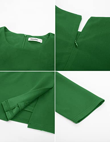 Jasambac Knee Length Pencil Dress For Women 3/4 Sleeve Business Casual Wear To Work Dresses With Belt #TOP7