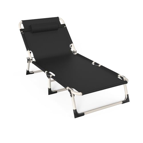 キャンプコット 簡易 コットベッド 枕付きサマーベッド ハイ/ロー切替可能折りたたみアウトドアベッドワイ 室内外兼用 超軽量 コンパクト 折りたたみ式 静音設計 耐荷重140斤 防水 通気性 ドポータブルキャンプや 残業 自宅 簡易収納 (黒) - YbiOK - 商品画像