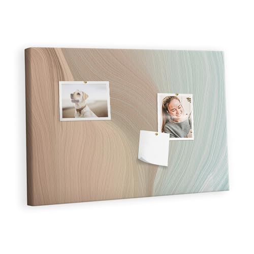 Tableau mural liège horizontal à motif ondes abstraites et cadre métallique durable