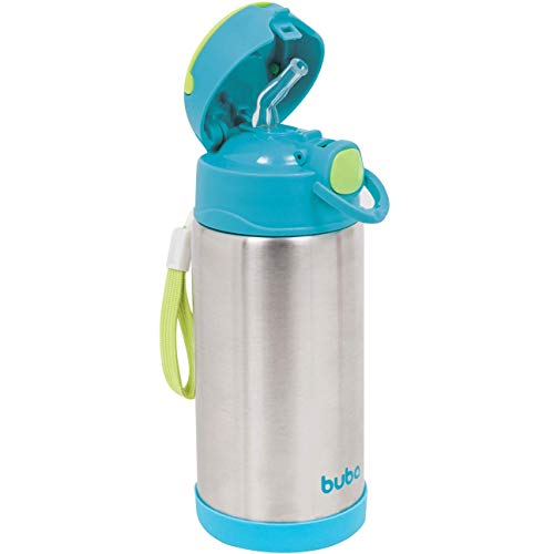 GARRAFA TERMICA BUBA INOX 400ML COM CANUDO SILICONE MARAVILHOSA (11385-AZUL)