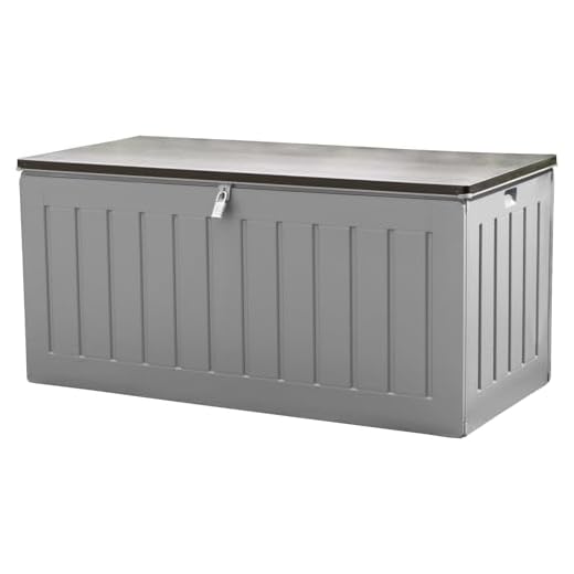 Olsen & Smith 830L Capacity Outdoor Garden Storage Box With Padlock Plastic Shed - Weatherproof & Sit On with Wood Effect Chest (830-Litre, Anthracite)