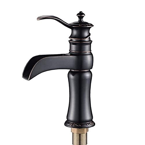 Evite salpicaduras con el grifo de cobre negro cascada monomando para lavabo alto de baño