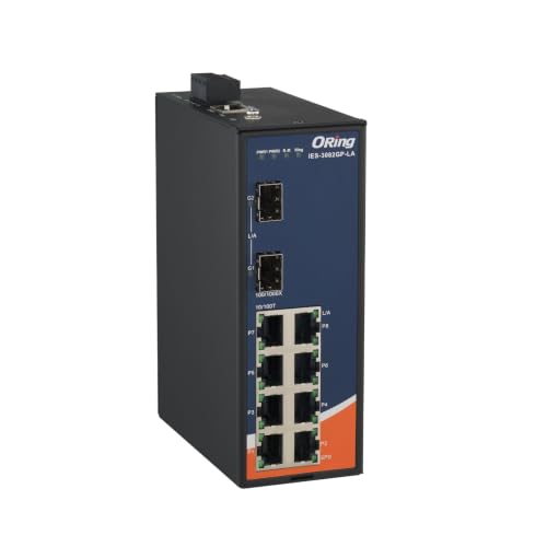 Image of IES-3082GP-LA | 10-Port Managed Ethernet Switch, 8FE + 2 100 /1G SFP Slots, ORing Industrial Networking