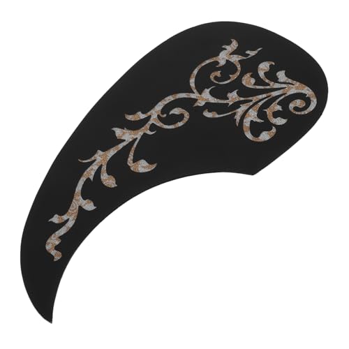 BESPORTBLE Black Comma Guard Acoustic Guitar Pickguard Self-adhesive Pick Guard Plate Guitar Stickers Flower Design 128mm