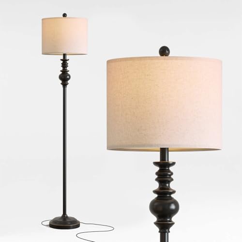 Image of BOBOMOMO 64.25 inch Farmhouse Floor Lamp for Living Room, Tall Antique Black Standing Lamp with Rotary Switch, Mid-Century Modern Reading Lamp for Bedroom & Office, Minimalist Home Decor Corner Lamp