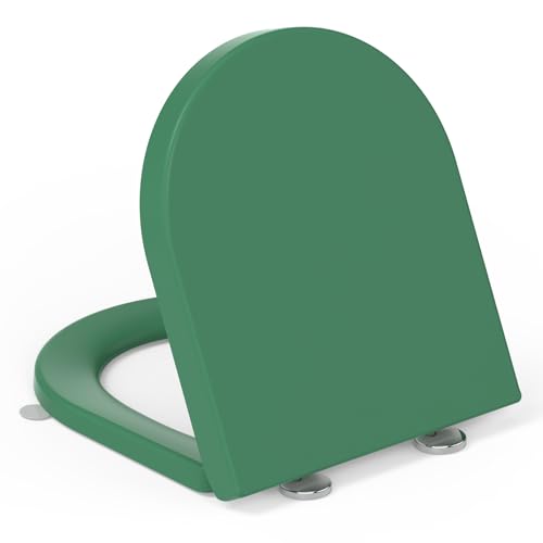 Abattant WC Forme D,YEAUPE PRO Cuvette Toilette avec Frein de Chute, Lunette WC avec Fermeture en Douceur, Lunette de Toilette vert Universelle,42,5 * 36,3 *...