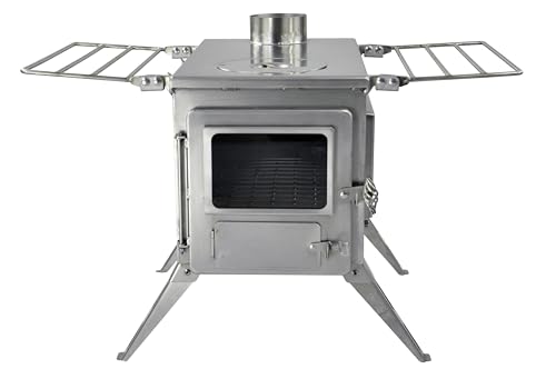 Winnerwell Nomad View Large Tent Stove | Portable Wood BurningStove for Tents, Shelters, and Camping | 1500 Cubic Inch Firebox |Precision Stainless Steel Construction | Includes Chimney Pipe