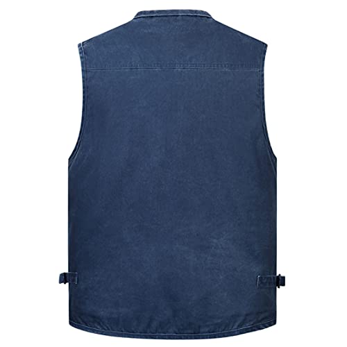 Hwalleum Homme Gilet de Plein air,Durable Coton Veste sans Manches Multipoches pour Hommes, Hommes Respirant Plein Air Chasse Camping Gilets Classique Veste de Sport pour Voyage,Photographie,Pêche – vue 2
