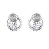 Pendientes para mujer, oro blanco, oro amarillo, platino, círculo irregular con moissanita redonda, Metal, Moissanita