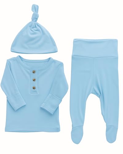 Stroller Society Two Piece Baby Boy Outfit Set, Comfy Boy Outfit, Stylish Infant Clothes, 6-12 months old, Baby Blue