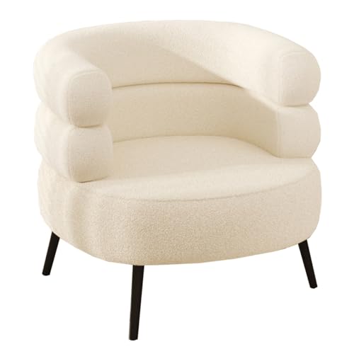 Silla de tocador moderna de barril, sillón acogedor para sala de estar, dormitorio y sala de maquillaje, elegante color blanco y negro, almohada sin respaldo, solución de asiento cómoda