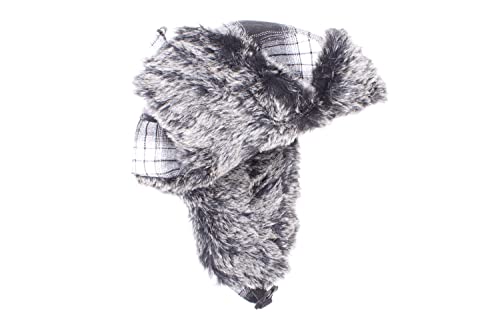 Unisex Trapper Hats | Winter Hat With Ear Warmers | Russian Faux-Fur Hat | Aviator Hat For Men And Women | Bomber Hat | Lumberjack Hat | Trooper Snow Hat With Ear Flaps. (Grey And Black Plaid) #TOP4