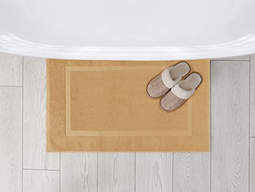 Utopia Towels Cotton Banded Rug, Bath Mats, Not a Bathroom Rug, 21 by 34 Inches, 100% Ring Spun Cotton, Highly Absorbent Shower Bathroom Floor Mat, Champagne, 2 Pack