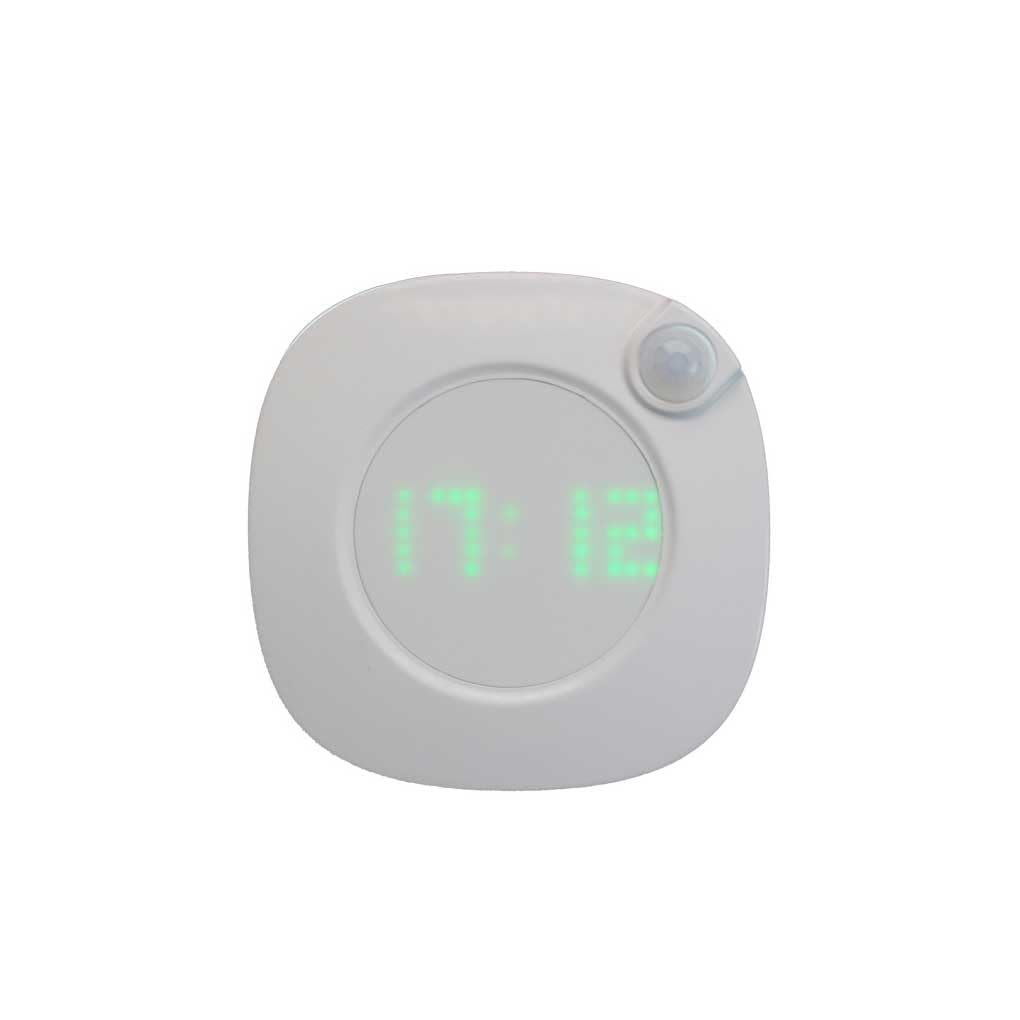 Ououlajy Dry Battery Wall Clock Light Infrared Motions Sensor Body Induction Night Lamp Battery Operated Home Time Switchable Lighting