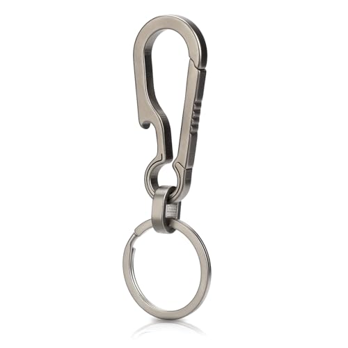 Titan Schlüsselanhänger Utility Schlüsselanhänger Karabiner Clip Gjinxi Schnellverschluss Multi-Tool Schlüsselhalter mit Flaschenöffner Taschen-Schlüsselclip-Titan für Camping Wandern Reisen(Silber)