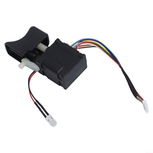 Interruptor de taladro eléctrico para taladro inalámbrico Dayi 2106 sin escobillas con gatillo y función de luz, 1 pieza de repuesto con línea de 100 mm