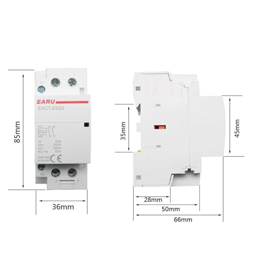 Contacteur modulaire rail Din 2P 32A 2NO commande circuit domestique 220V - 2