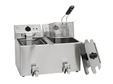 La friggitrice doppia funziona in un intervallo di temperatura compreso tra 25°C e 190°C e riscalda l'olio da 130°C a 180°C in soli 3 minuti. Ha una potenza di 3250 W per scomparto (2x 3250 W).