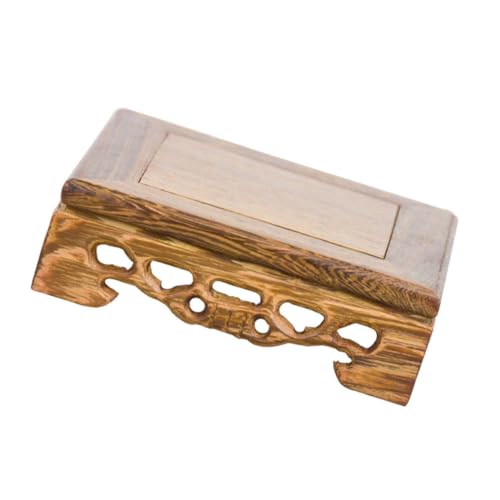 PAMINGONO Base Cuadrada Delicada de Madera Marrón para Macetas, Soporte Resistente para Exhibición y Decoración Hogar