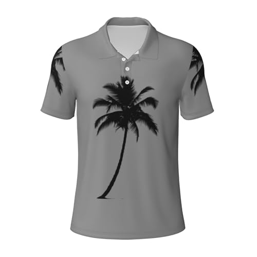 Polo homme à manches courtes respirant imprimé palmier pour l'été et look décontracté