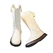 IWIHMIV Toddler High Cowboy Boots Girls Fashion Ridding Boots Fashion Mid Calf Side Zipper Wide Calf Long Booties（Beige,12.5