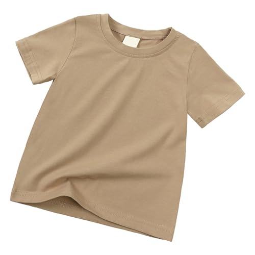 Kids Girls Cotton Crew Neck Shirt Toddler Boys Casual Solid Plain Short Sleeve Tees Girls Basic T Shirts3