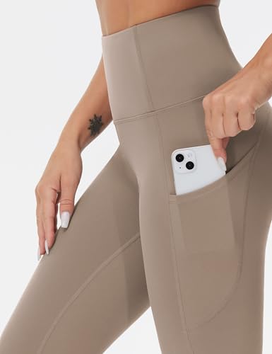 Image of THE GYM PEOPLE Thick High Waist Yoga Pants with Pockets, Tummy Control Workout Running Yoga Leggings for Women