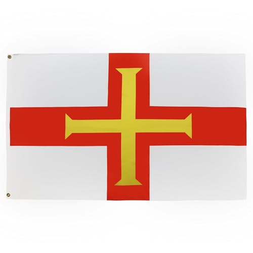 AZ FLAG - Drapeau Guernesey - 150x90 cm - Drapeau Anglais 100% Polyester Avec Oeillets Métalliques Intégrés - Pavillon 110 g