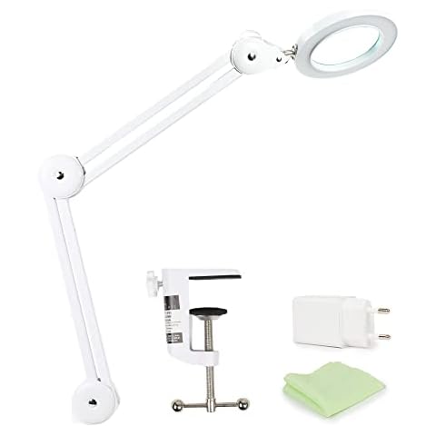 addhome Lámpara de Lupa de Trabajo con Abrazadera de Mesa y Luz LED Cover