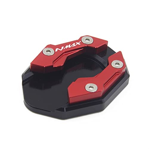 バイクのサイドスタンド に適合するヤマハNMAX155 XMAX300 / 250 NVXに適合するAEROX155用サイドスタンド拡大2020 2021モーターサイクルCNCキックスタンドフットエクステンションパッドサポート(Black-Red)