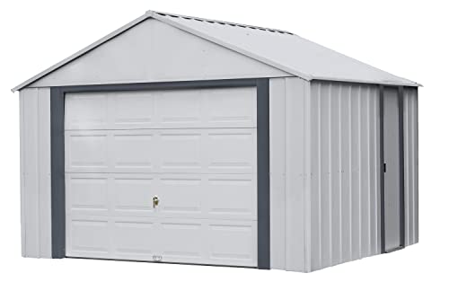Arrow Shed 12' X 10' Murryhill Garage Galvanized Steel Extra Tall Walls Prefabricated Shed Storage Building, 12' X 10', Flute Gray