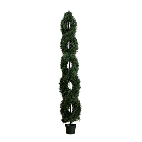 Nearly Natural 8ft. Double Pond Cypress Spiral Topiary UV Resistant (Indoor/Outdoor)