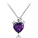 Uloveido Women Girls Heart Necklace for Mom Purple Crystal Heart Pendant Necklace for Girls Women White Gold Plated Fashion Heart Jewelry for Mom Grandma Girlfriend N437