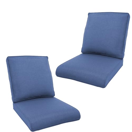 Image of Outdoor Chair Cushions- 22 X 25 Inch High Density Sponge Patio Cushions Deep Seat Patio Furniture Cushions for Chair Sofa Couch-Blue /4 Piece