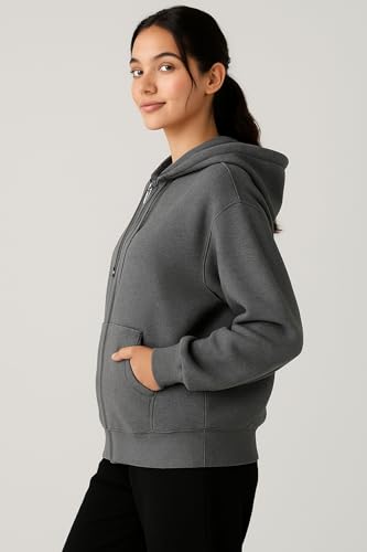 Image of ADBUCKS Women's Oversized Winter Jacket Sweatshirts Casual Drawstring Clothes Zip Up Hoodie with Front Pocket Ii Womens Hoodies Ii
