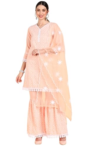 Image of Vaamsi Women's Poly Silk Ethnic Motifs Embroidered Straight Kurta Set with Dupatta