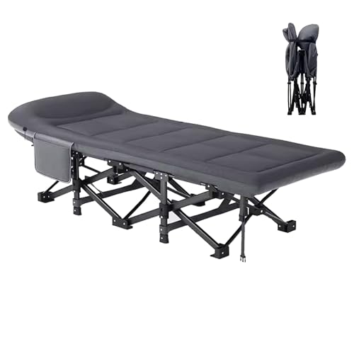 Lit pliant portable adulte Queen size avec appui-tête intégré pour le camping