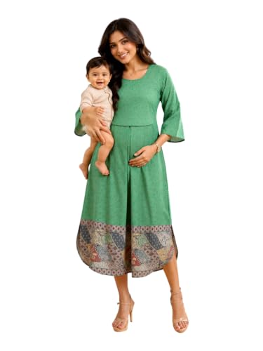 Image of RITIJYA Zipless Feeding Kurta Dress for Women | Maternity Nursing Kurti, No-Zip Easy Access | Extra Pleats Pre to Post Pregnancy | Quick-Dry Fabric | S-4XL