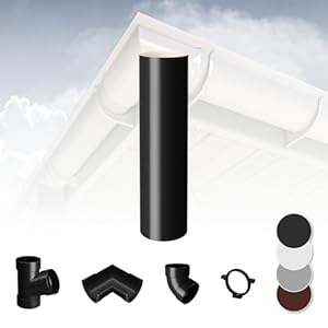 RAINWAY L Regenrinnen System (Fallrohr anthrazit) - PVC-U Kunststoff in 4 Farben, für Dachflächen > 100m² empfohlen, Regenfallrohr PVC Plastik Gartenhaus