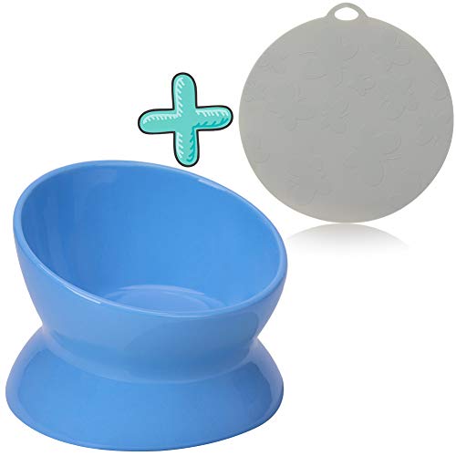 Super Design Ceramics Raised Cat Bowl & Silicone Mat Set, Slanted Cat Dish For Food, Stress Free Angled Elevated Cat Bowl, Less Regurgitating And Vomiting, Can Place Can #TOP1