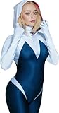 JSKAHAO Halloween & Cosplay Costume, 3D Printed Spandex Bodysuit, Removable Mask & Zipper Design,(White, Adult-M)